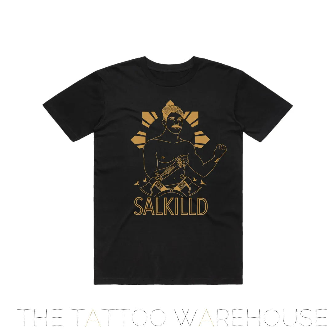 Quillan Salkilld supporter t-shirt! black t shirt with Salkilld logo in gold! Support his journey in the UFC with this tshirt!