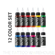 12 colour basic tattoo ink set by Raw pigments from The Tattoo Warehouse