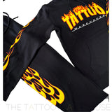 The Best jump suit with The Tattoo Warehouse flaming Logo track pants and jumper.